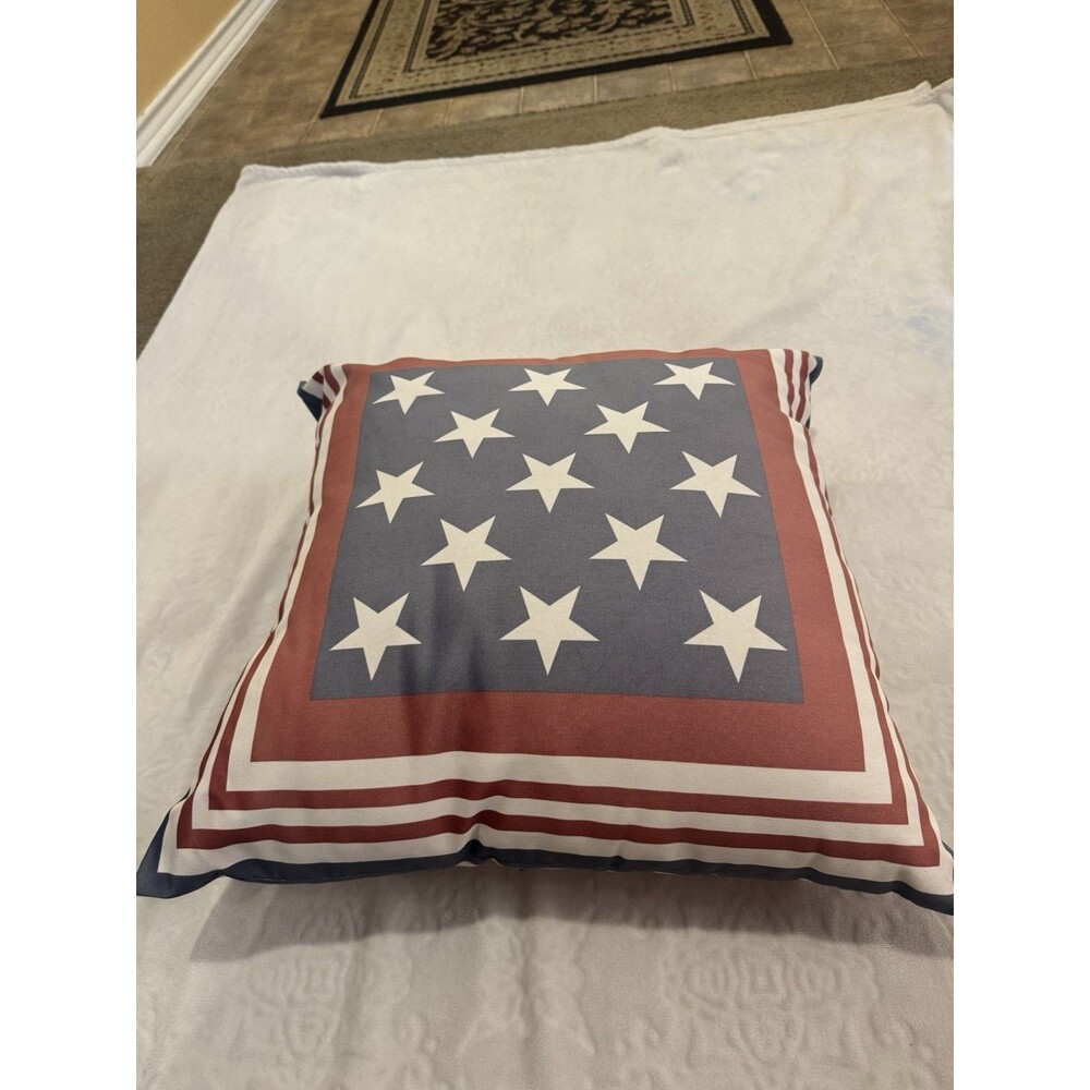Pottery Barn Outdoor Flag Border 22" Pillow Patriotic